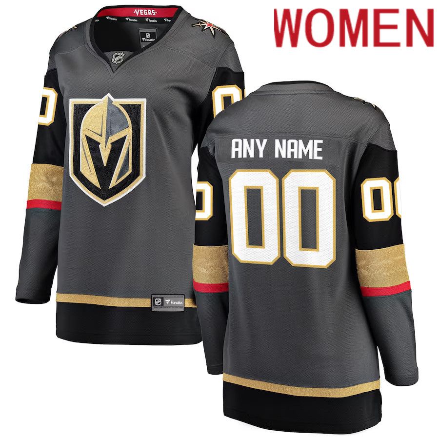 Women Vegas Golden Knights Fanatics Branded Gray Alternate Breakaway Custom NHL Jersey->women nhl jersey->Women Jersey